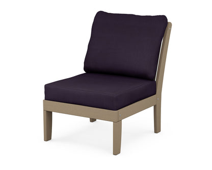 POLYWOOD® Braxton Modular Armless Chair in Vintage Sahara / Navy Linen