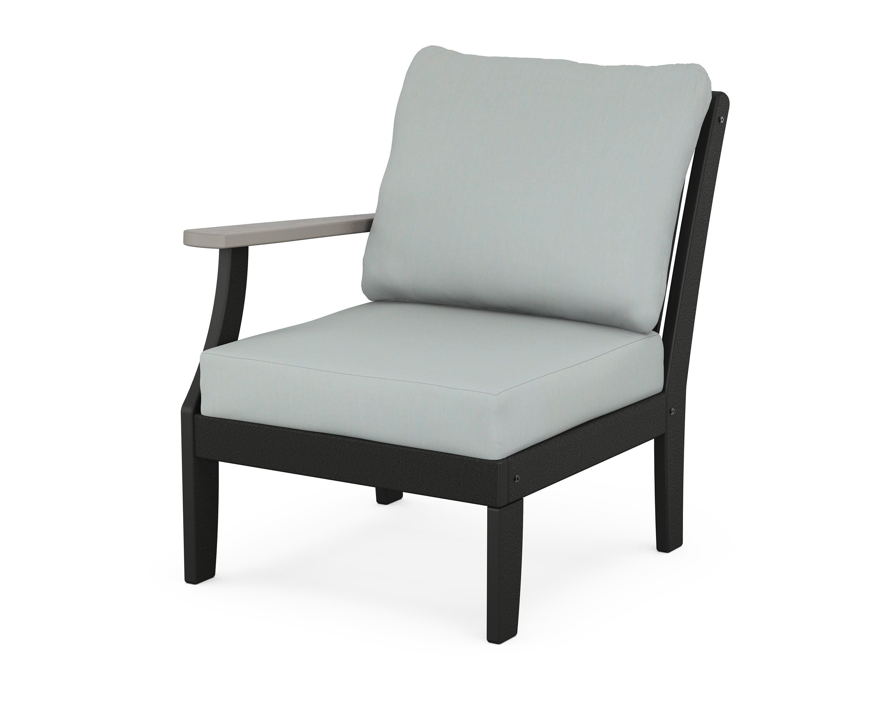 POLYWOOD® Braxton Modular Left Arm Chair in Black / Driftwood / Spa