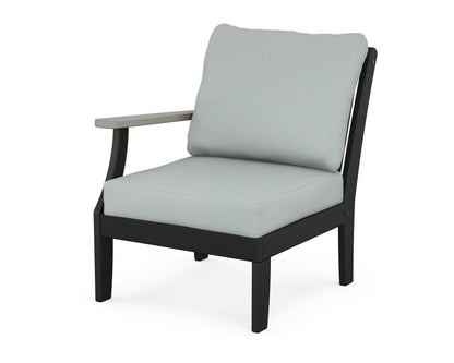 POLYWOOD® Braxton Modular Left Arm Chair in Black / Driftwood / Spa