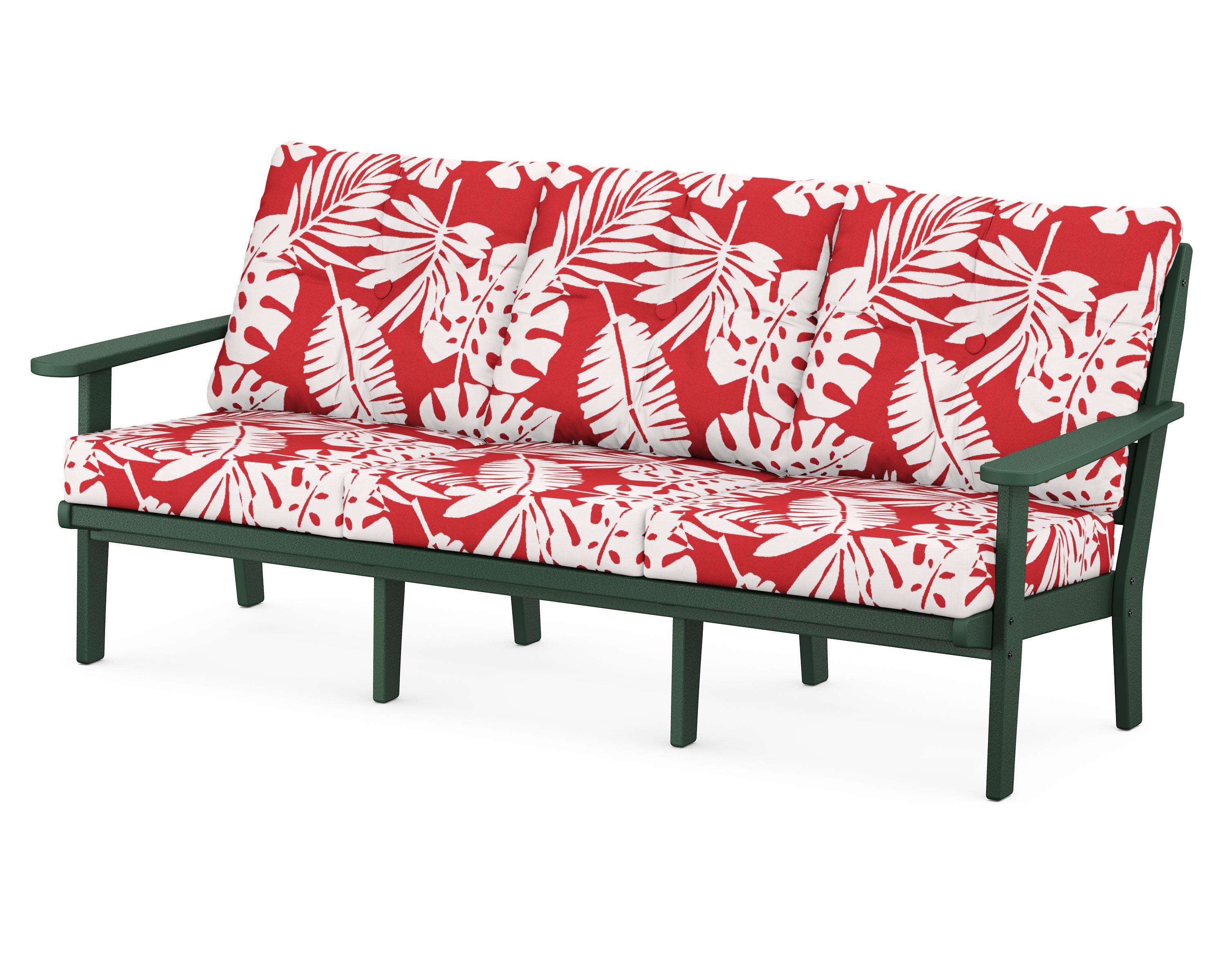 POLYWOOD® Lakeside Deep Seating Sofa in Green / Leaf Crimson
