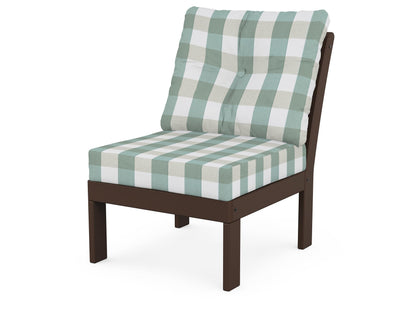 POLYWOOD® Vineyard Modular Armless Chair in Mahogany / Buffalo Plaid Glacier Spa