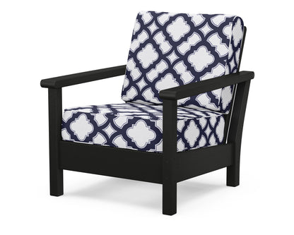 POLYWOOD® Harbour Deep Seating Chair in Black / Trellis Navy