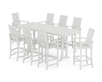 POLYWOOD® Modern Adirondack 9-Piece Bar Set with Trestle Legs in White