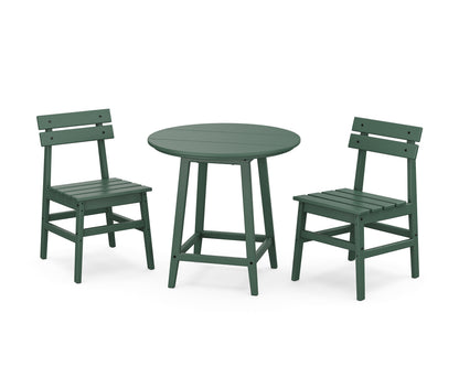 POLYWOOD® Modern Studio Plaza Chair 3-Piece Round Bistro Dining Set in Green