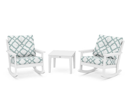 POLYWOOD® Vineyard 3-Piece Deep Seating Rocker Set in White / Trellis Glacier Spa