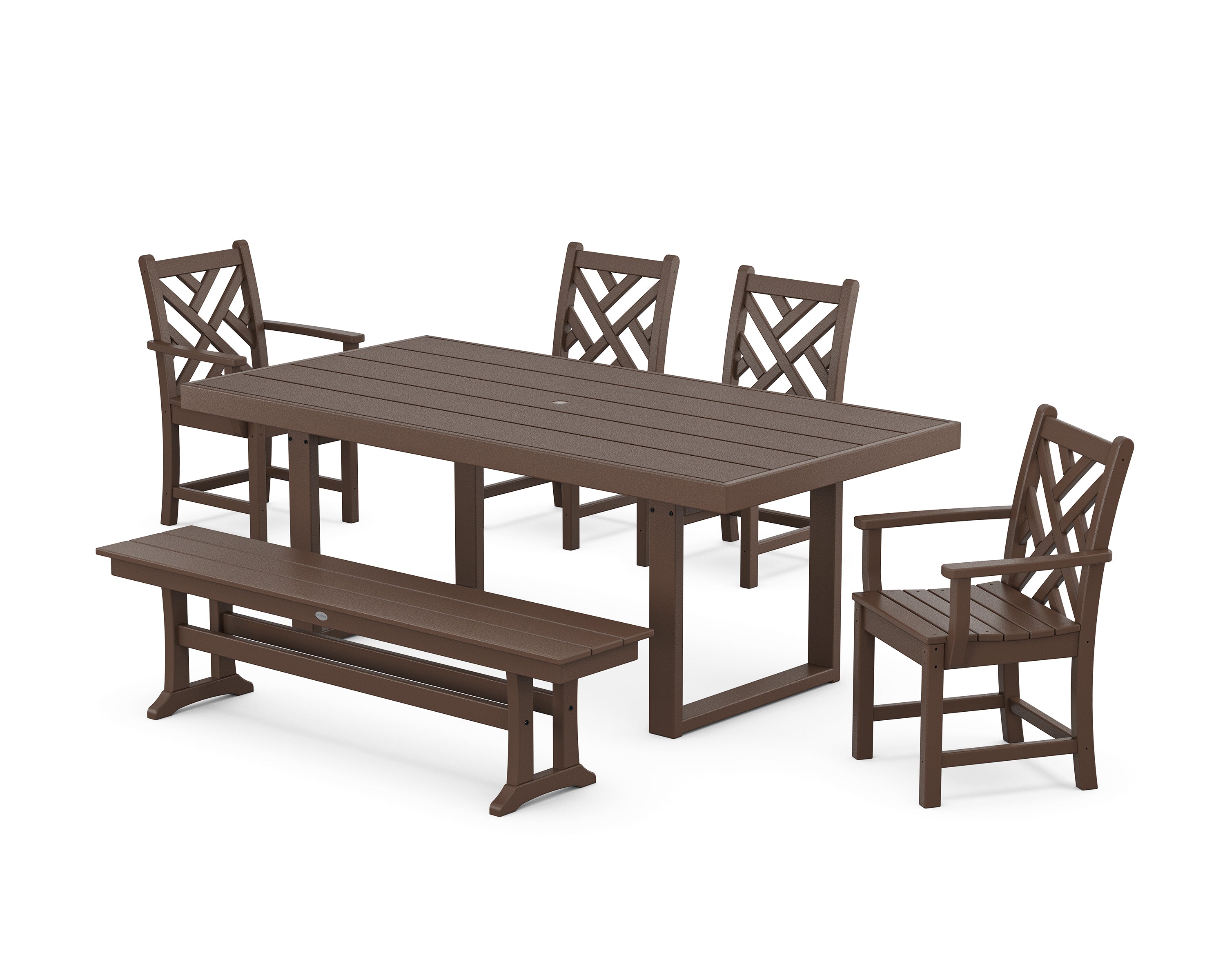 POLYWOOD® Chippendale 6-Piece Dining Set with Bench in Mahogany