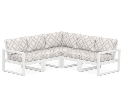 POLYWOOD® EDGE 5-Piece Modular Deep Seating Set in White / Trellis Dune Burlap