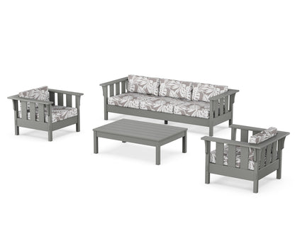 Martha Stewart by POLYWOOD® Acadia 4-Piece Deep Seating Set with Sofa in Slate Grey / Leaf Grey Mist
