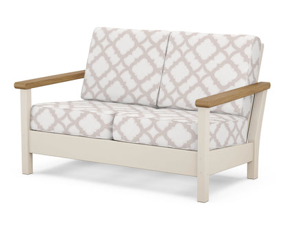 POLYWOOD® Harbour Deep Seating Loveseat in Sand / Natural / Trellis Dune Burlap