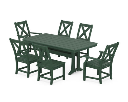 POLYWOOD® Braxton 7-Piece Dining Set with Trestle Legs in Green