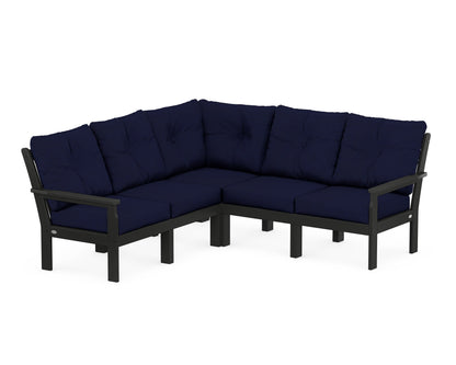 POLYWOOD® Vineyard 5-Piece Sectional in Black / Navy