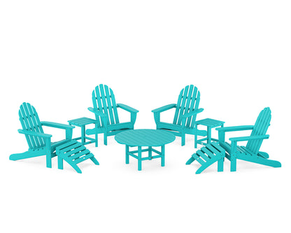 POLYWOOD® Classic Adirondack Chair 9-Piece Conversation Set in Aruba