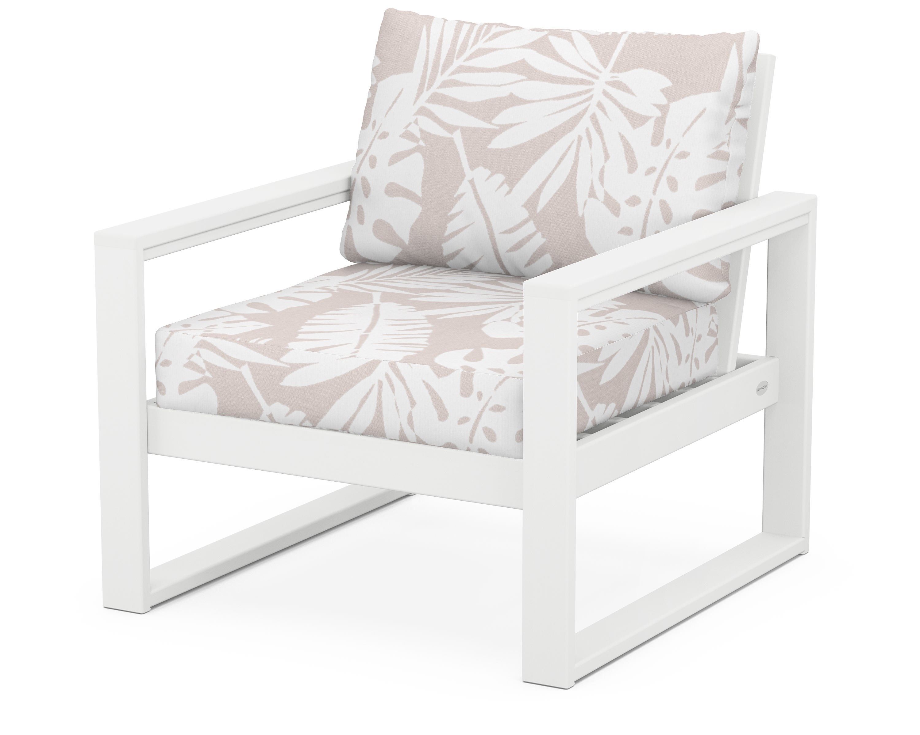 POLYWOOD® EDGE Club Chair in White / Leaf Dune Burlap