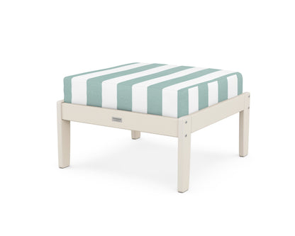 Country Living Cottage Deep Seating Ottoman in Sand / Cabana Stripe Glacier Spa