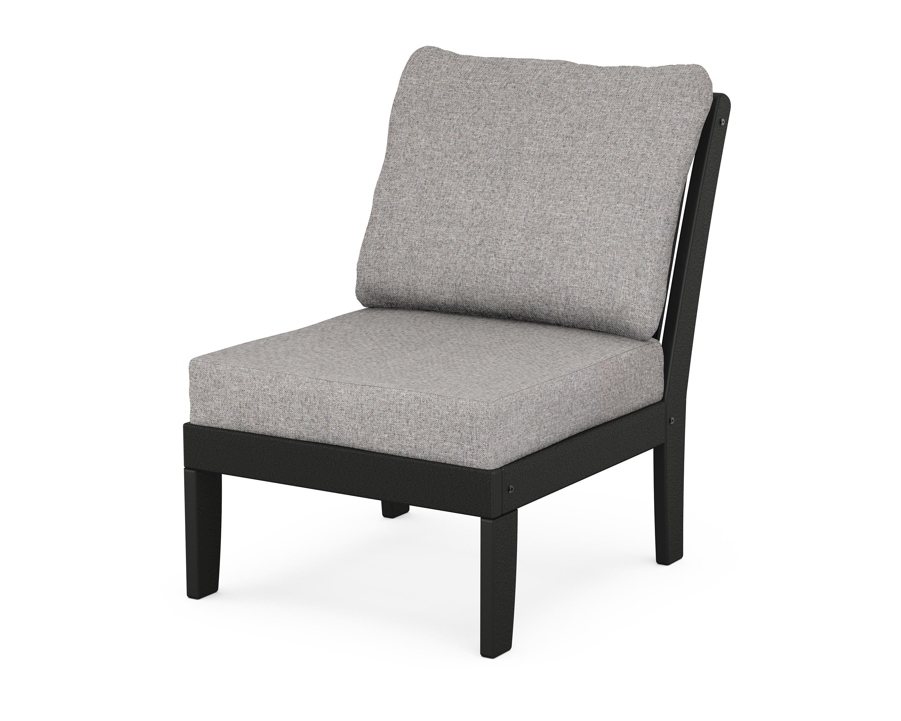 POLYWOOD® Braxton Modular Armless Chair in Black / Grey Mist
