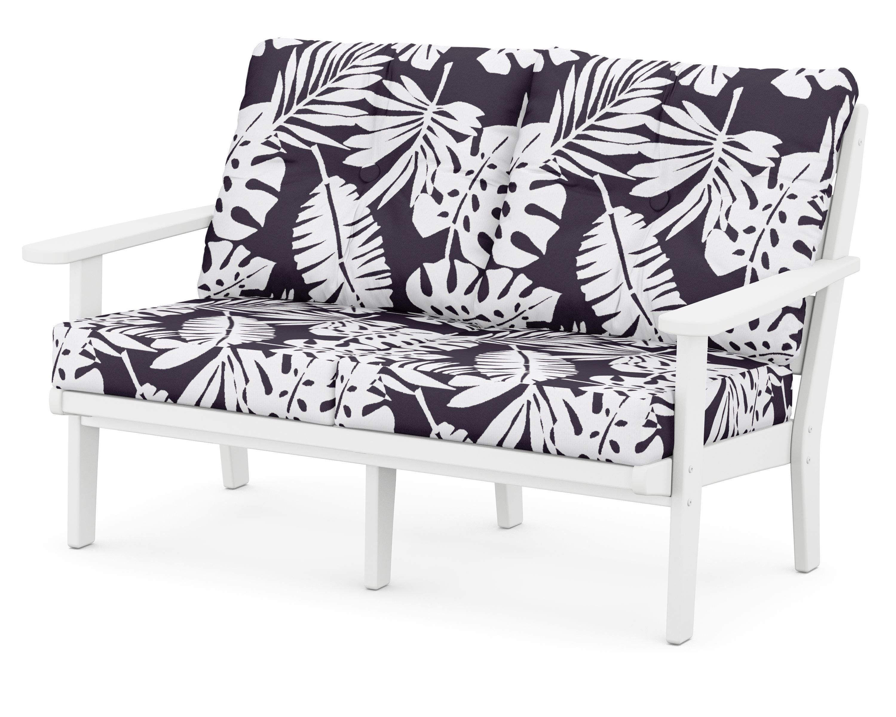 POLYWOOD® Lakeside Deep Seating Loveseat in White / Leaf Navy