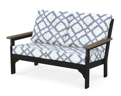 POLYWOOD® Vineyard Deep Seating Loveseat in Black / Kona / Trellis Sky Blue