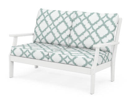 POLYWOOD® Braxton Deep Seating Loveseat in White / Trellis Glacier Spa