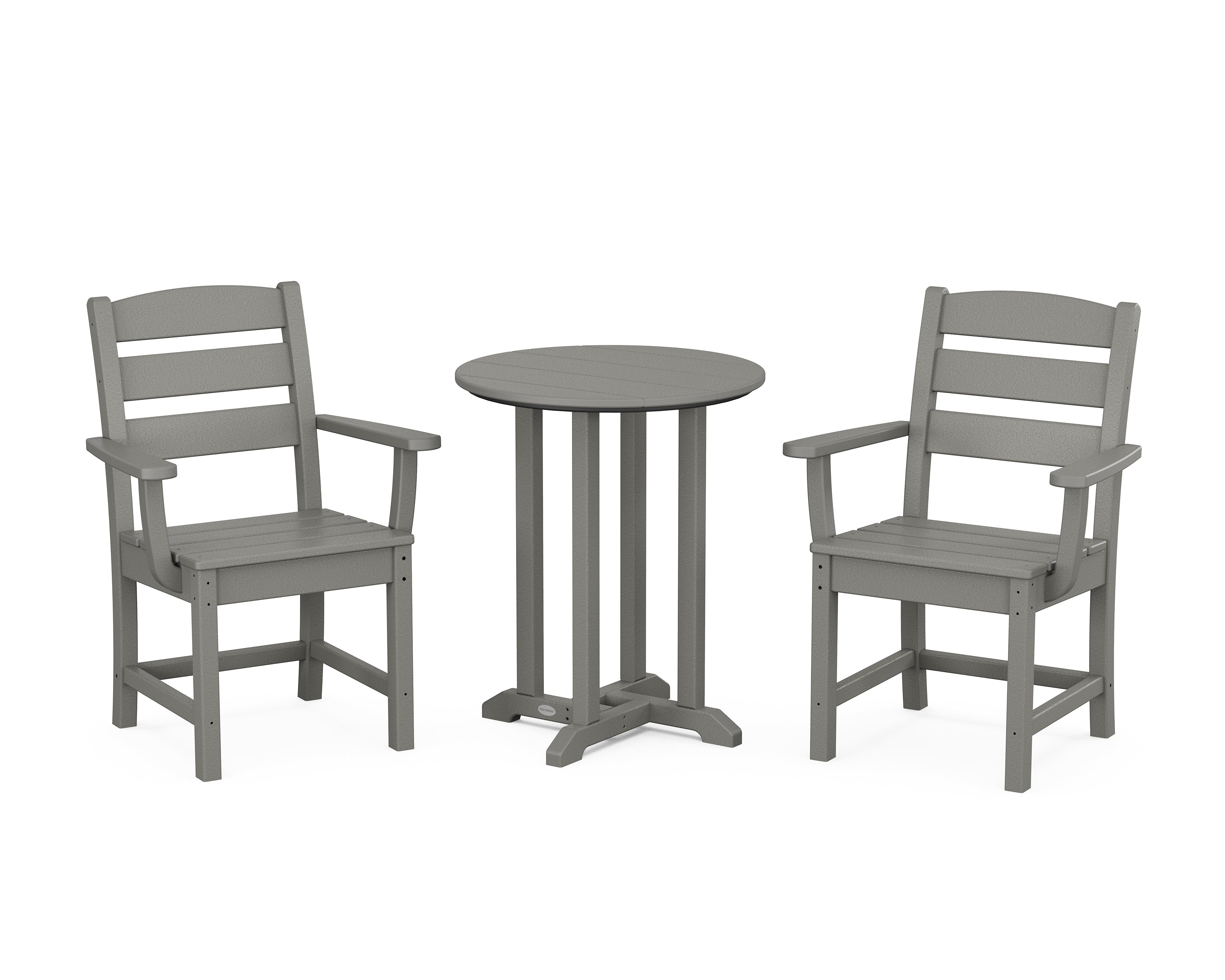 POLYWOOD® Lakeside 3-Piece Round Bistro Dining Set in Slate Grey