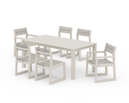 POLYWOOD® EDGE Sling 7-Piece Parsons Dining Set in Sand / Birch Sling