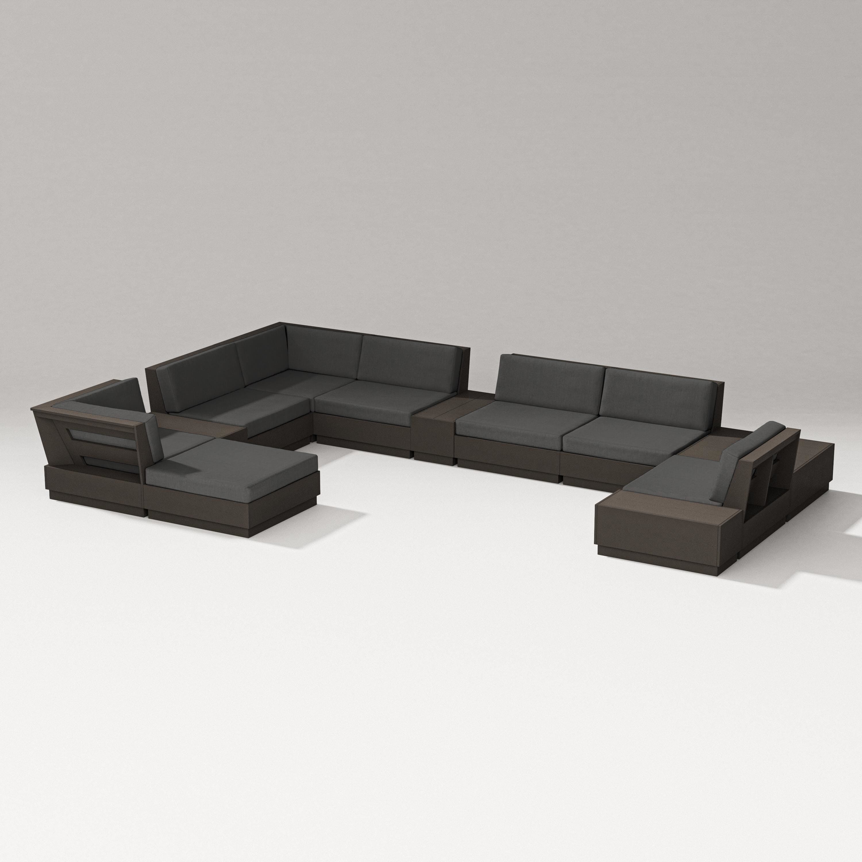 PW Designer Series Elevate 12-Piece Conversation Sectional Set in Vintage Coffee / Spectrum Carbon
