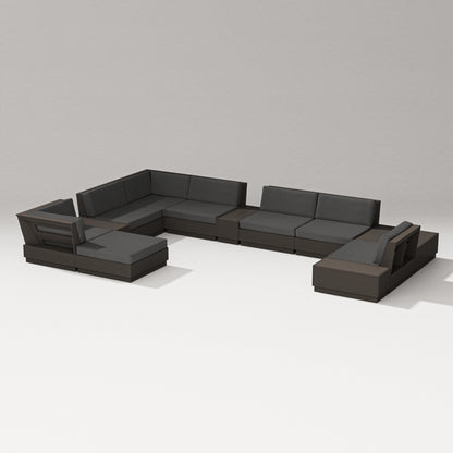 PW Designer Series Elevate 12-Piece Conversation Sectional Set in Vintage Coffee / Spectrum Carbon