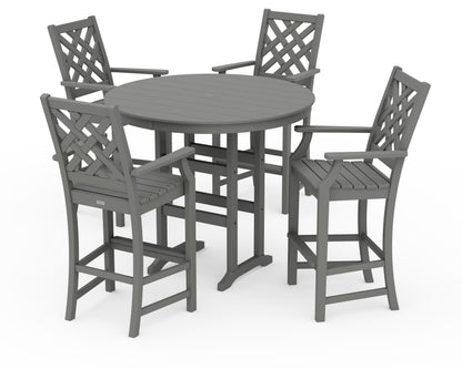 Country Living Wovendale 5-Piece Round Farmhouse Bar Set in Slate Grey