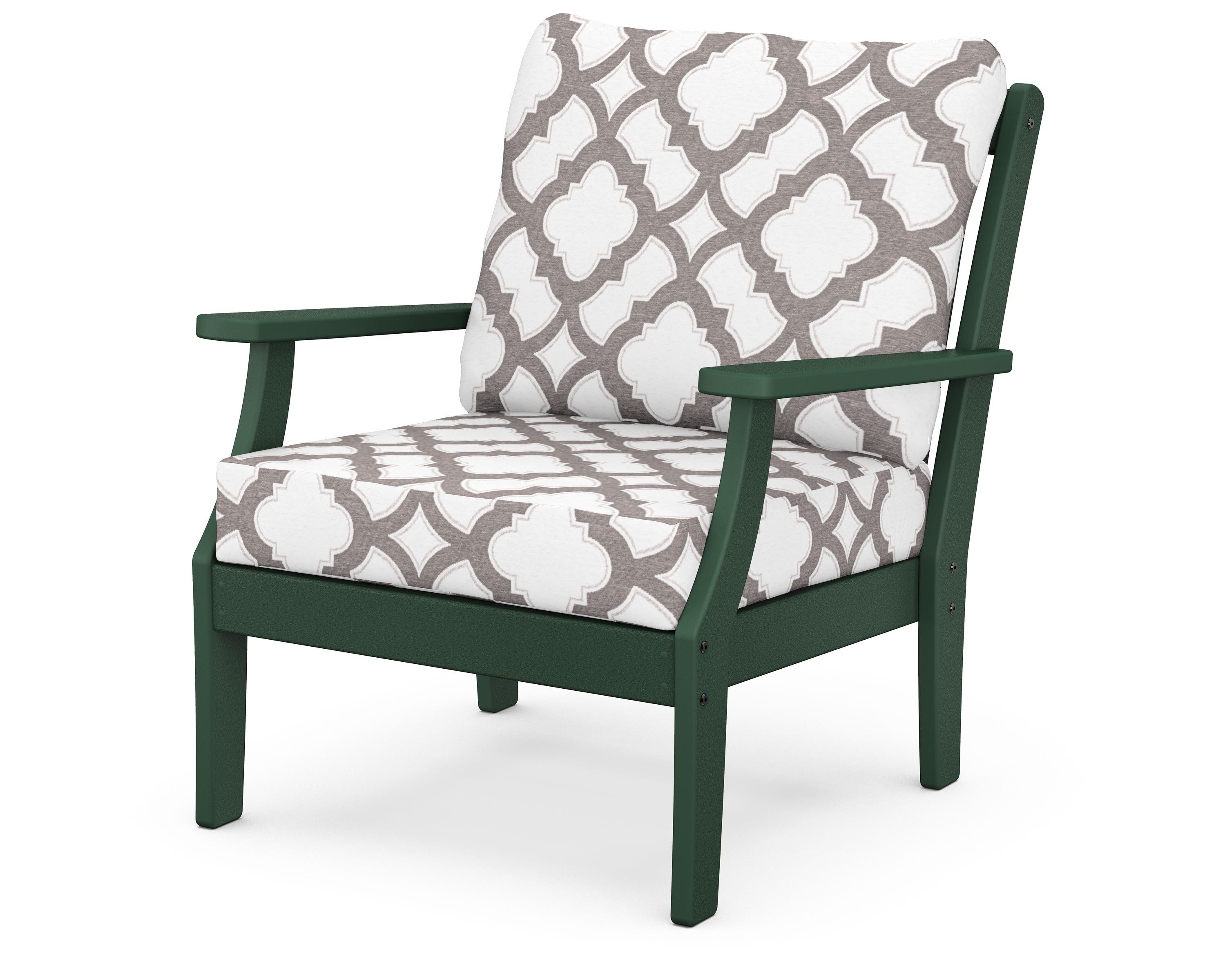 POLYWOOD® Braxton Deep Seating Chair in Green / Trellis Grey Mist