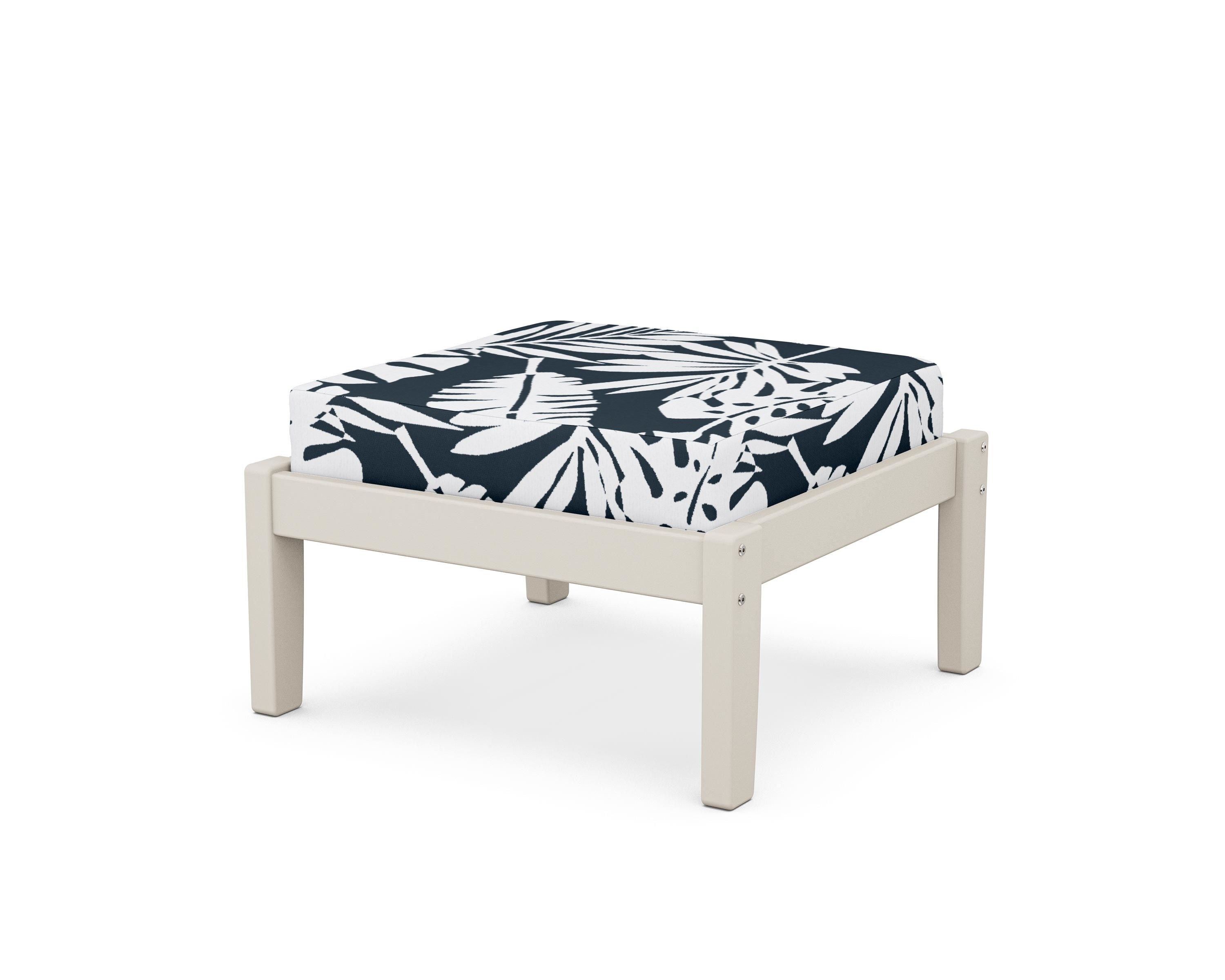 Unbranded Deep Seating Ottoman in Sand / Leaf Marine Indigo