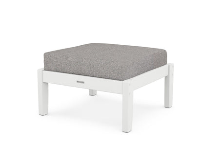 Martha Stewart by POLYWOOD® Chinoiserie Deep Seating Ottoman in White / Grey Mist