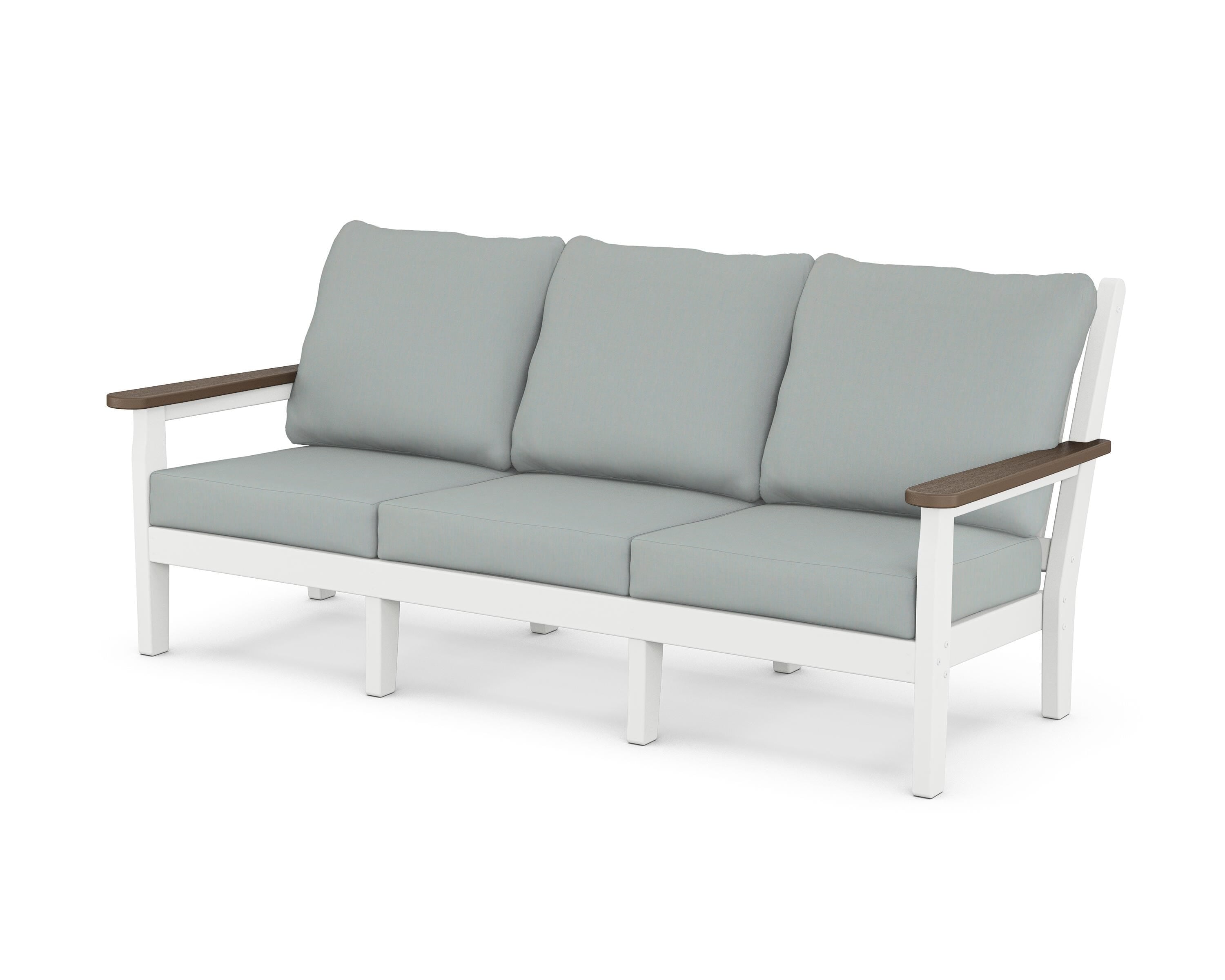 POLYWOOD® Chippendale Deep Seating Sofa in White / Kona / Spa