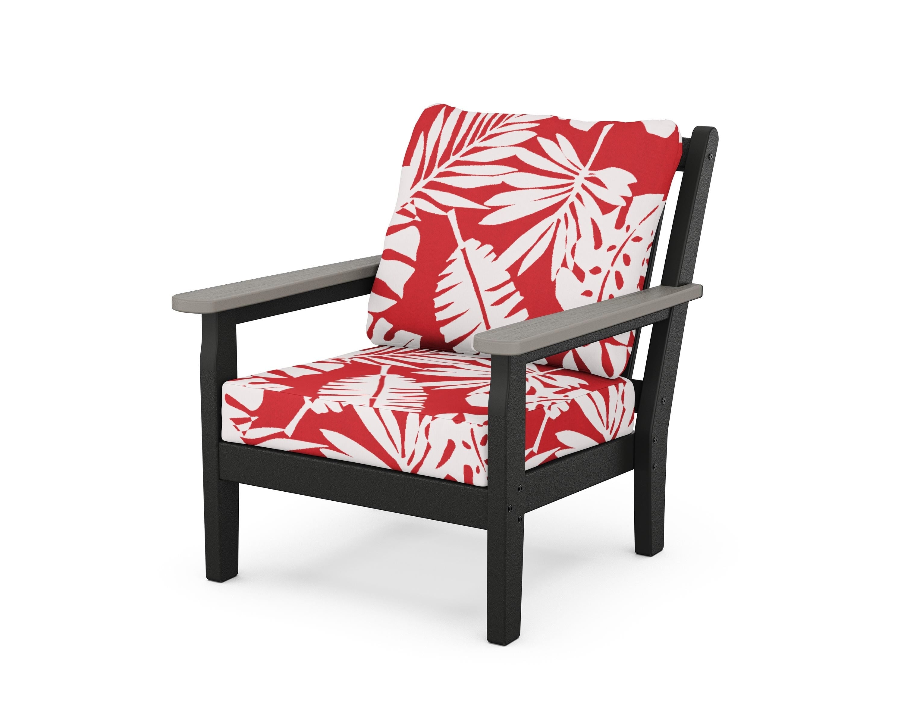POLYWOOD® Chippendale Deep Seating Chair in Black / Driftwood / Leaf Crimson