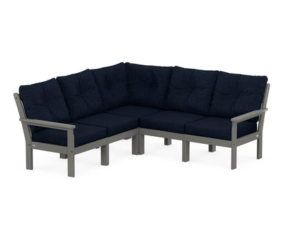 POLYWOOD® Vineyard 5-Piece Sectional in Slate Grey / Marine Indigo