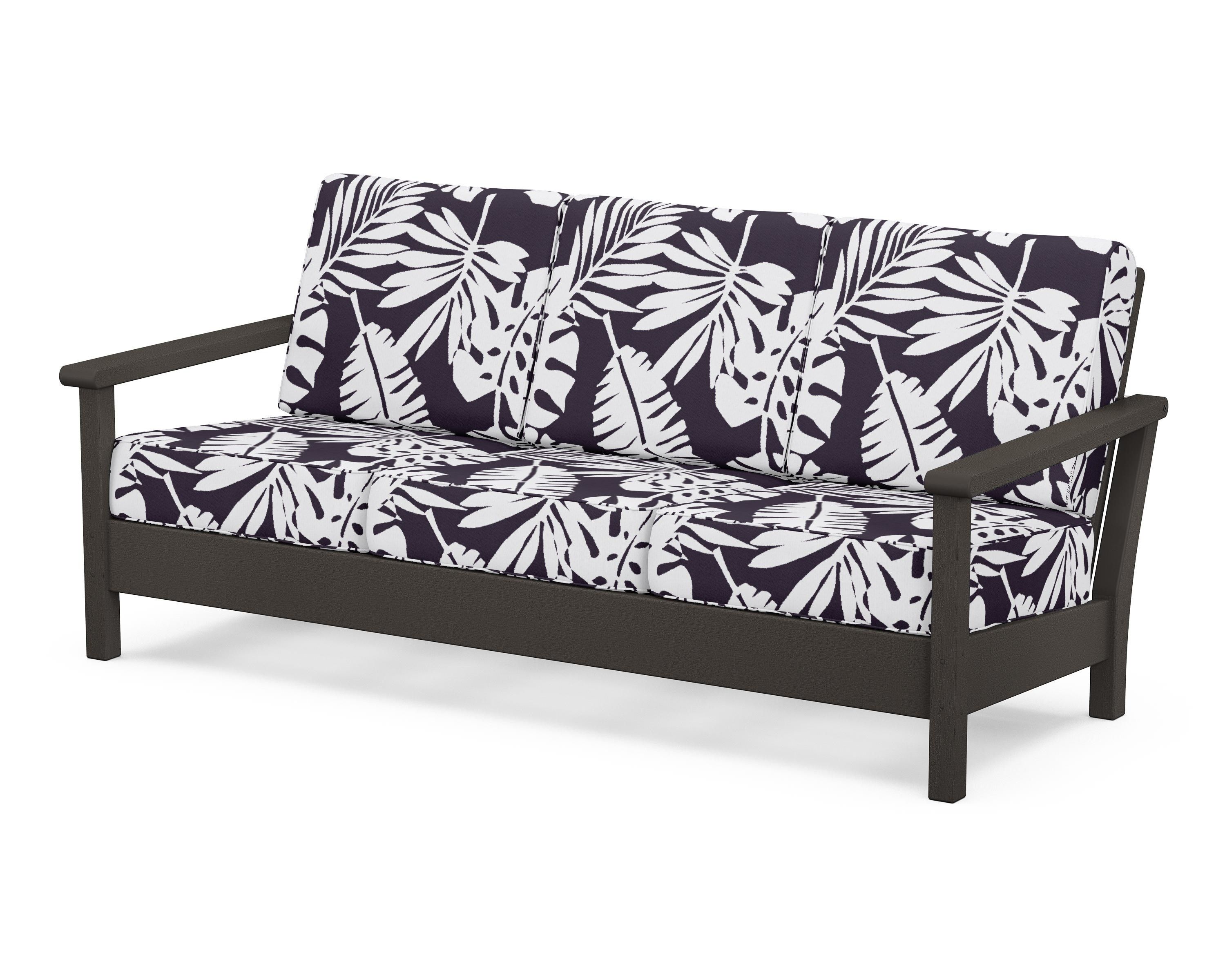 POLYWOOD® Harbour Deep Seating Sofa in Vintage Coffee / Leaf Navy
