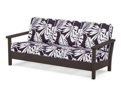 POLYWOOD® Harbour Deep Seating Sofa in Vintage Coffee / Leaf Navy