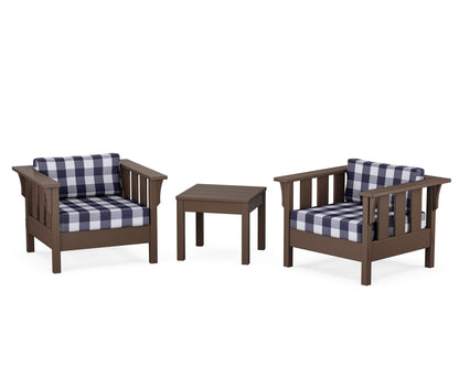 Martha Stewart by POLYWOOD® Acadia 3-Piece Deep Seating Set in Mahogany / Buffalo Plaid Navy