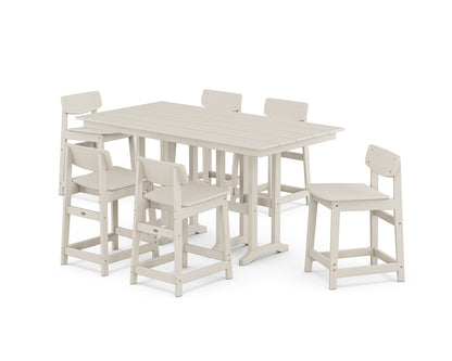 POLYWOOD® Modern Studio Urban Lowback Counter Chair 7-Piece Set in Sand