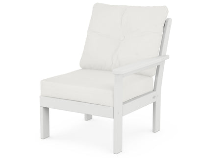 POLYWOOD® Vineyard Modular Right Arm Chair in White / Natural Linen
