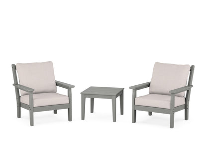 POLYWOOD® Chippendale 3-Piece Deep Seating Set in Slate Grey / Dune Burlap