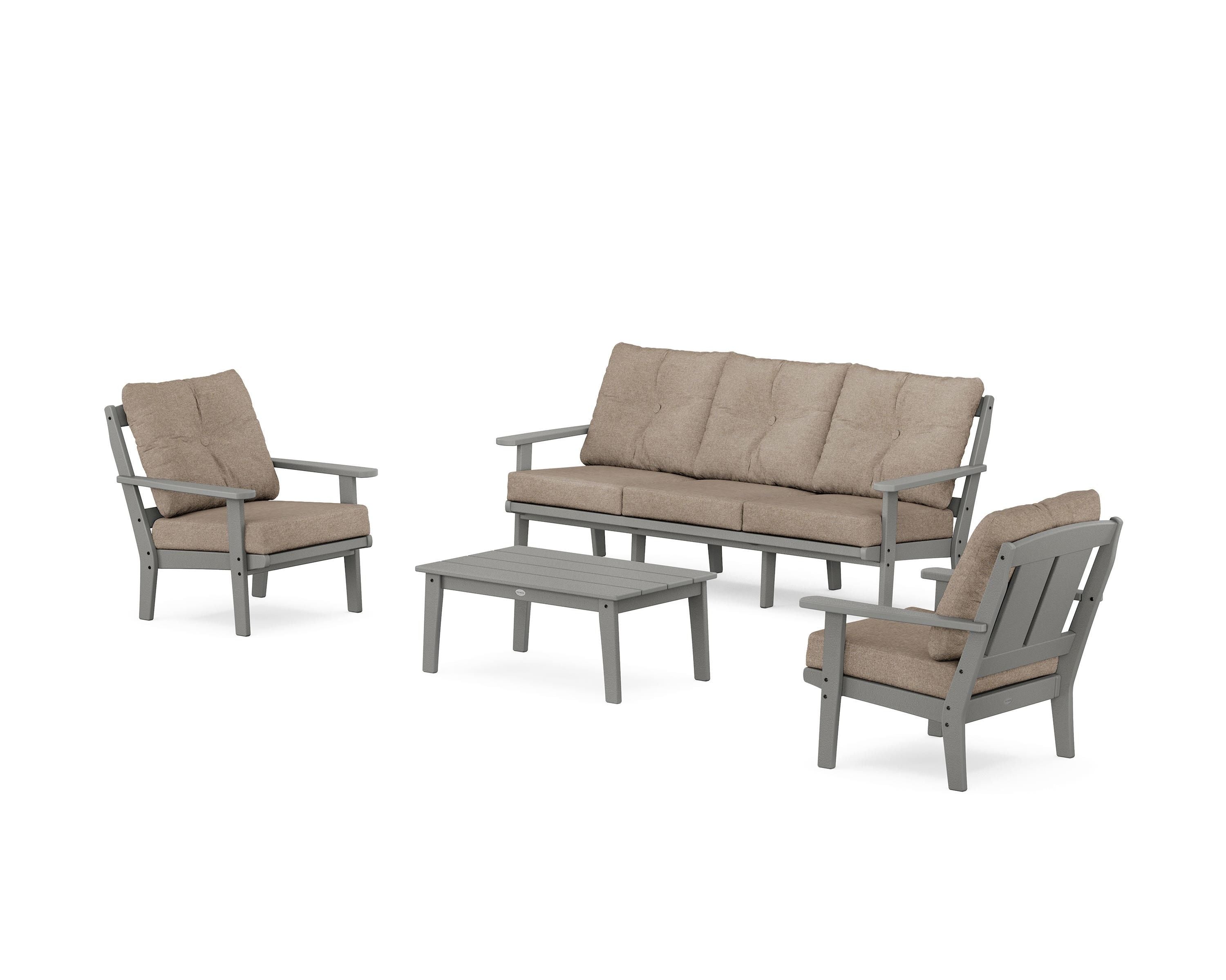 POLYWOOD® Mission 4-Piece Deep Seating Set with Sofa in Slate Grey / Spiced Burlap