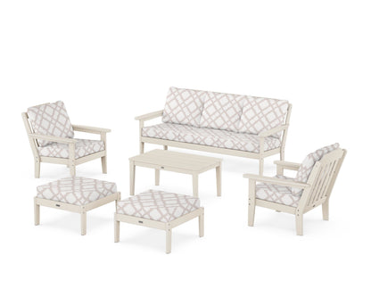 Country Living Cottage 6-Piece Lounge Sofa Set in Sand / Trellis Dune Burlap