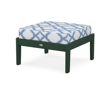 POLYWOOD® Braxton Deep Seating Ottoman in Green / Trellis Sky Blue