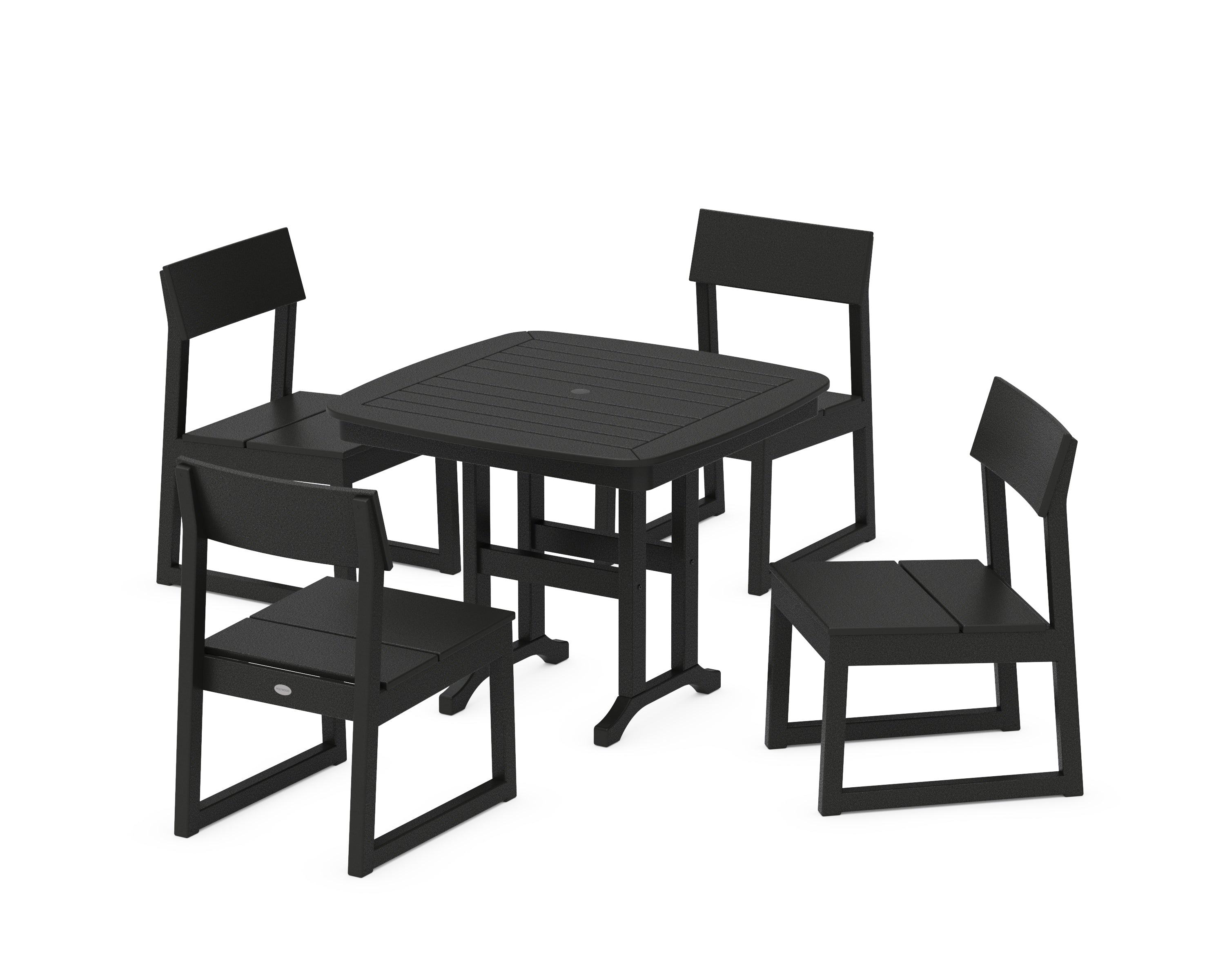 POLYWOOD® EDGE Side Chair 5-Piece Dining Set in Black