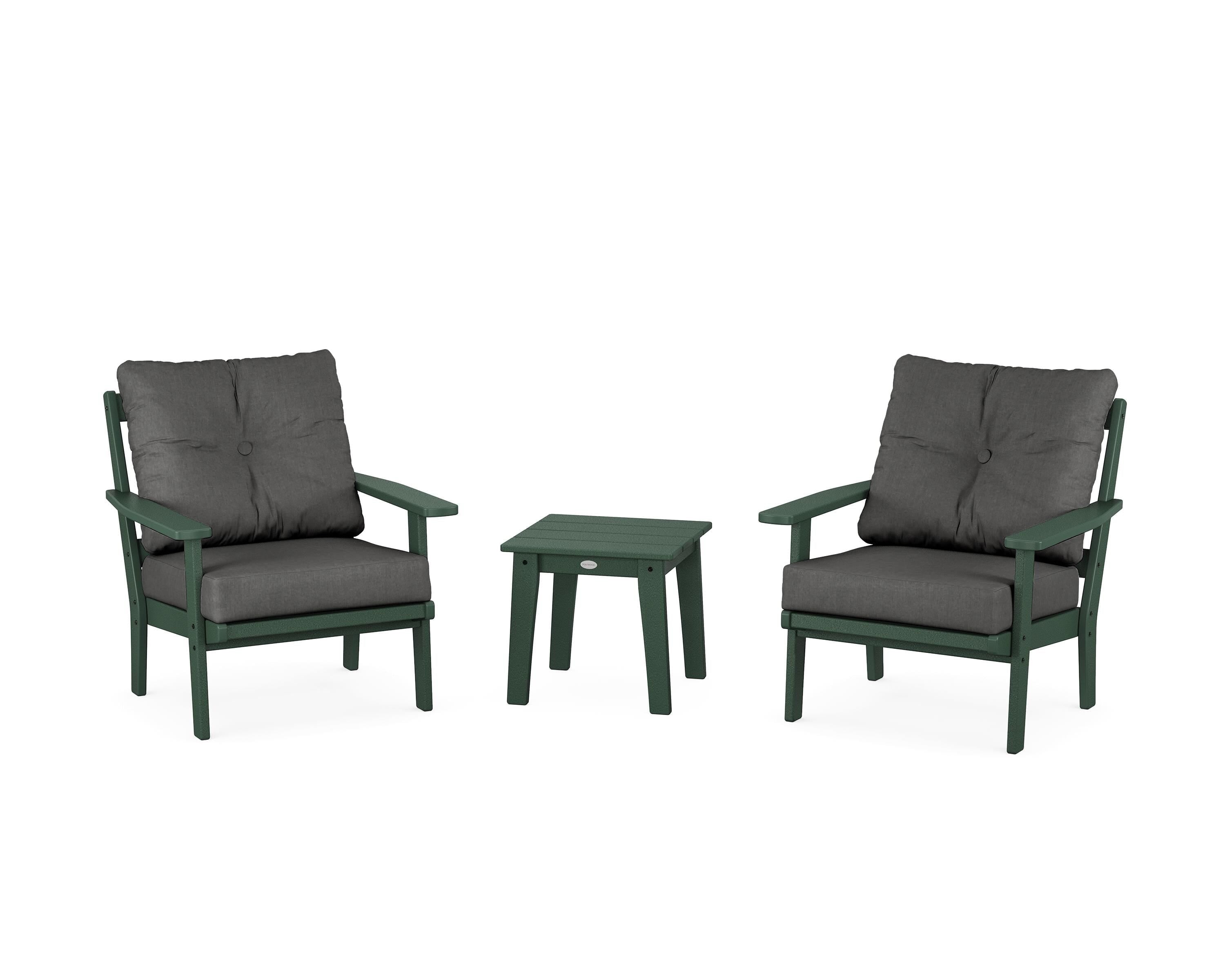 POLYWOOD® Prairie 3-Piece Deep Seating Set in Green / Spectrum Carbon