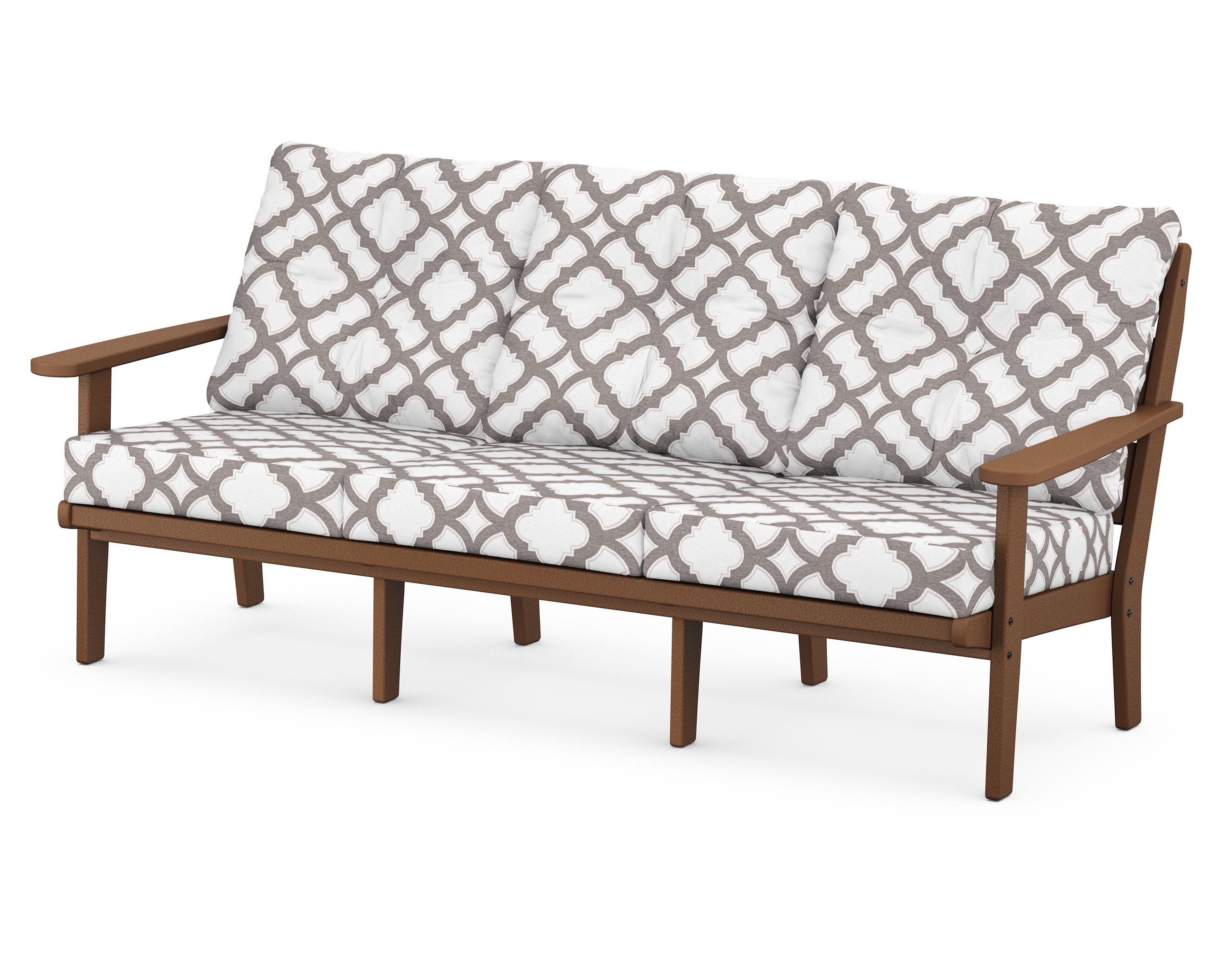 POLYWOOD® Lakeside Deep Seating Sofa in Teak / Trellis Grey Mist