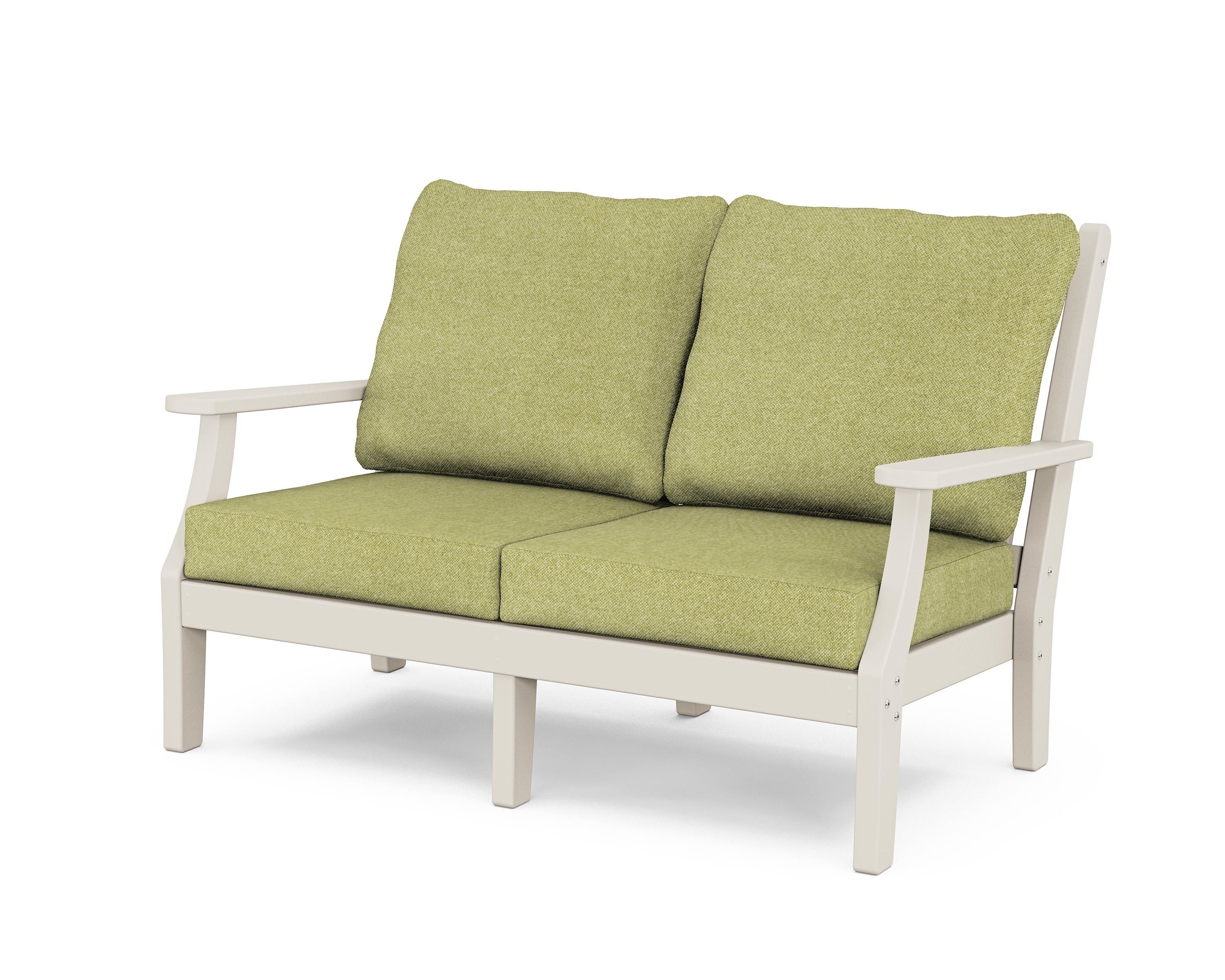 Country Living Wovendale Deep Seating Loveseat in Sand / Chartreuse Boucle