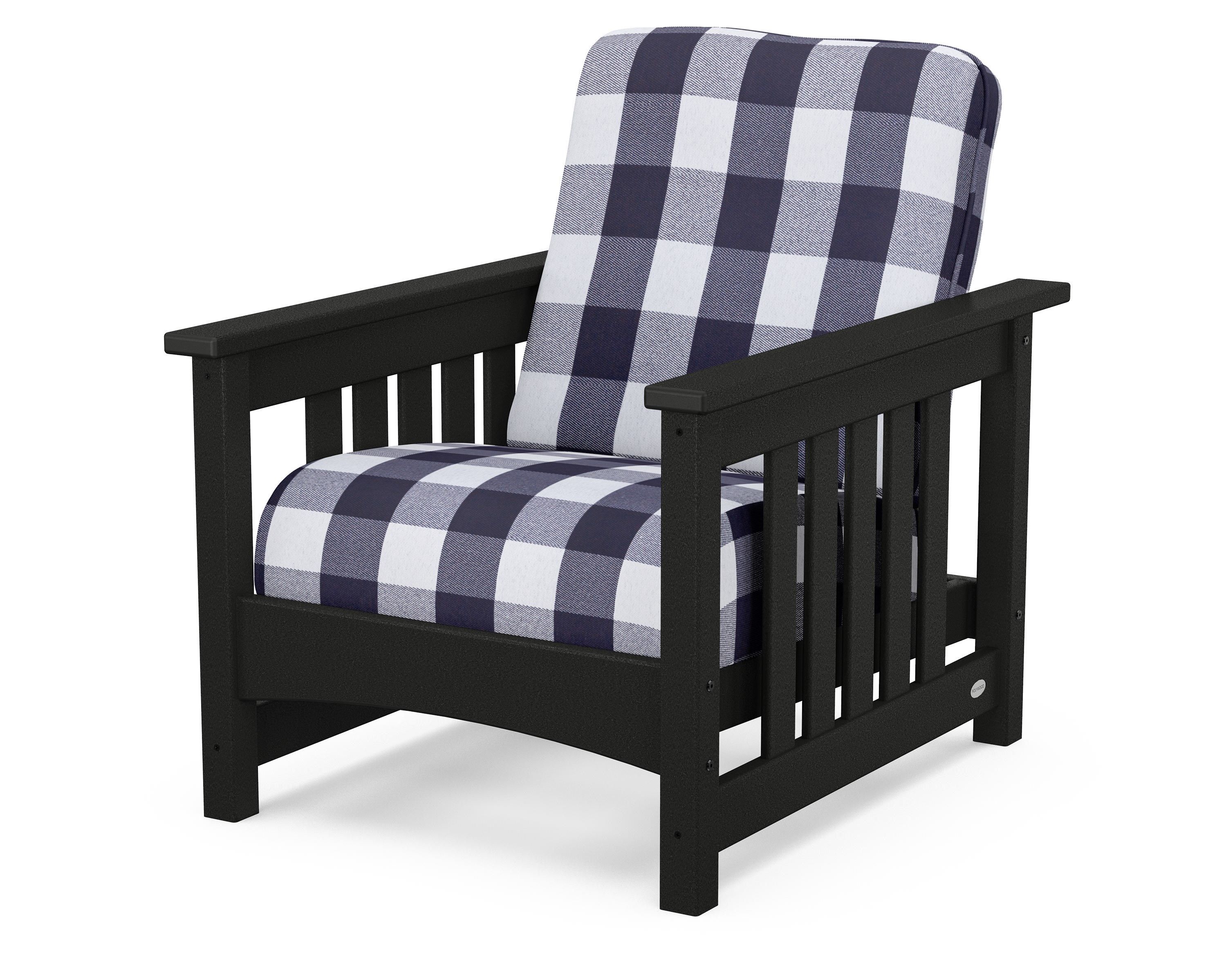 POLYWOOD® Club Mission Chair in Black / Buffalo Plaid Navy