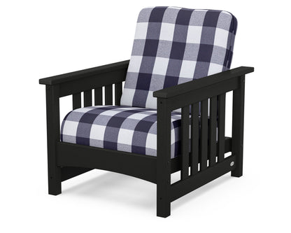 POLYWOOD® Club Mission Chair in Black / Buffalo Plaid Navy