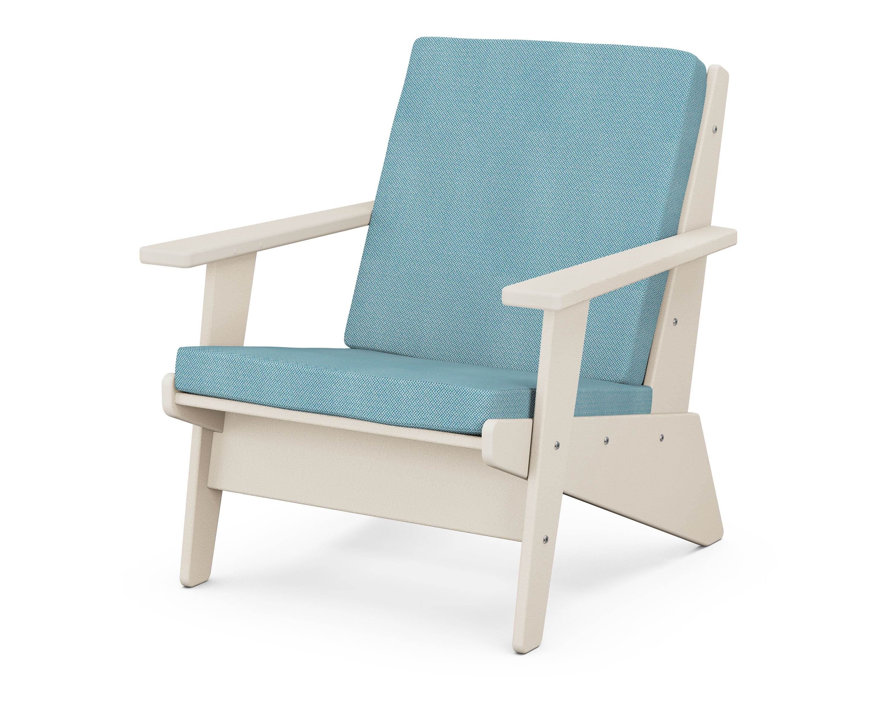 POLYWOOD® Riviera Modern Lounge Chair in Sand / Lattice Sky Blue