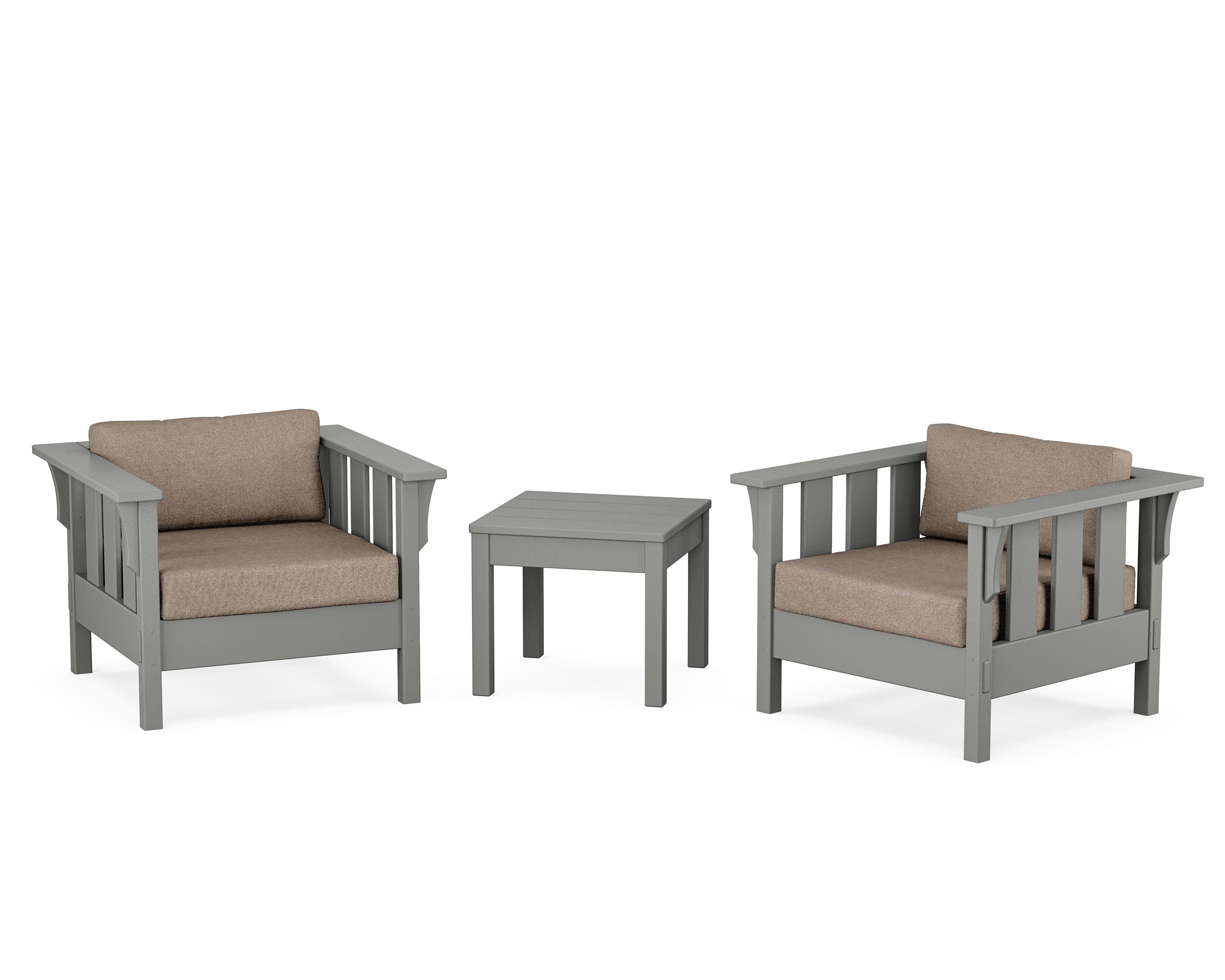 Martha Stewart by POLYWOOD® Acadia 3-Piece Deep Seating Set in Slate Grey / Spiced Burlap